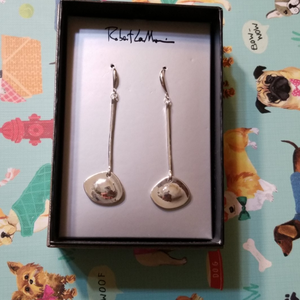 Silver Chrome Robert Lee Morris Dangle Earrings